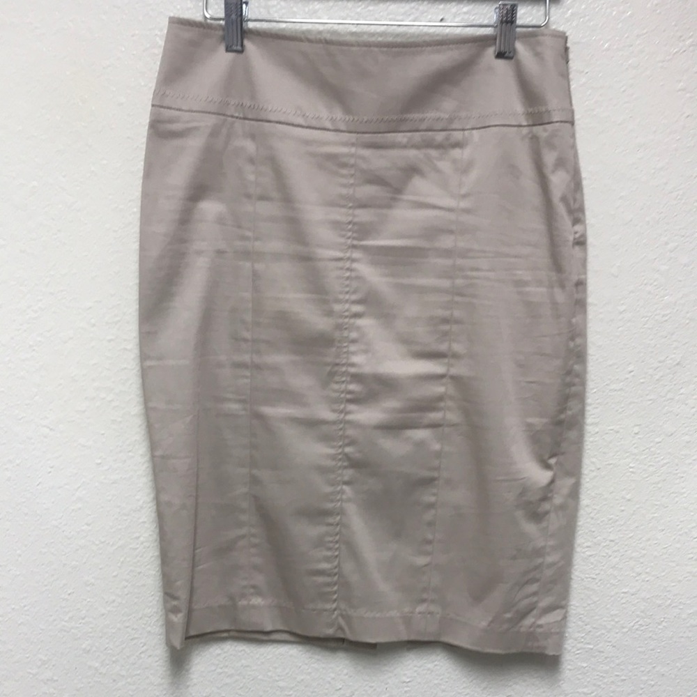Willi Smith Women’s Small Tan Khaki Cotton Straight Pencil MIDI Skirt